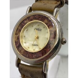 Chic Vintage Womens Mop Dial Floating Gems Watch New Battery